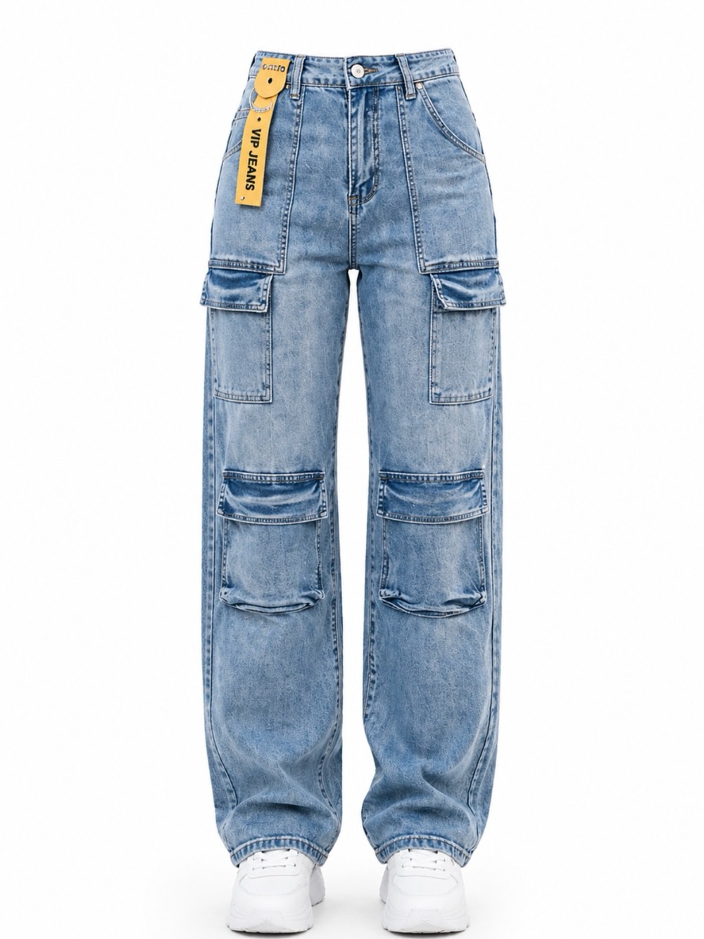 VIP JEANS Cargo Denim Pants NWT High Rise Wide Leg Street Style